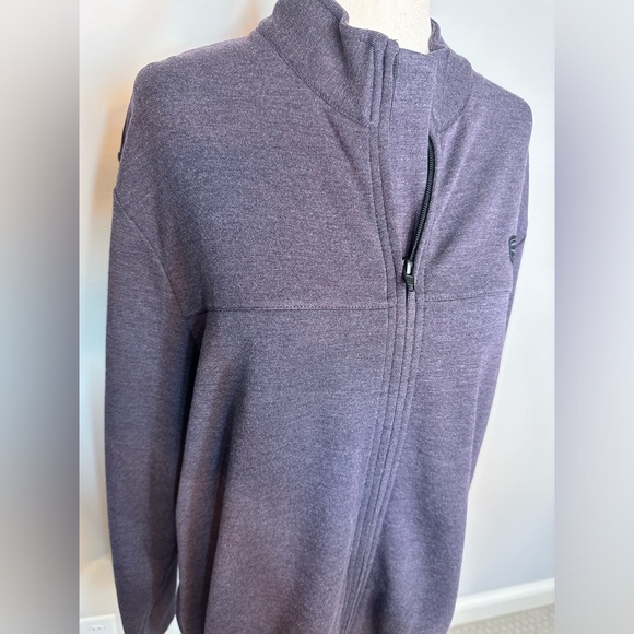 Sz L Travis Mathew You Told My WiFi fleece full zip jacket heathered dark plum - Picture 3 of 10